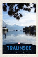 Holzschild 30X20 Cm Traunsee ÖSterreich Natur Gebirge Bildmotiv Reisemotiv Abent