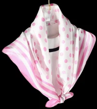100% Silk 20" small Square Scarf Women neckerchief Wrap Polka Dot pink MY151-3