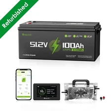 GreenOE 48V 100Ah Lithium Golf Cart Battery +48V 18A Charger Refurbished