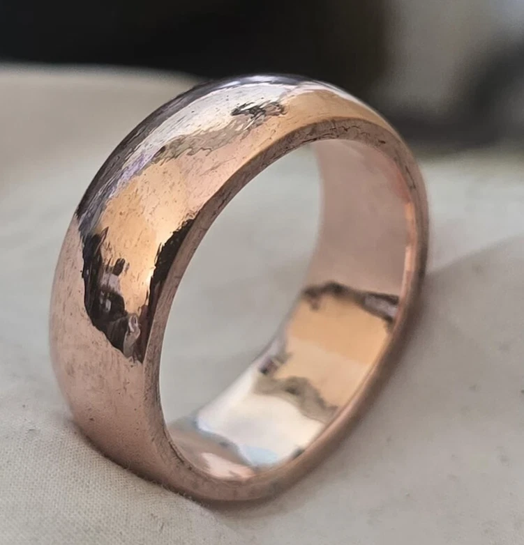 Твердое Чистое Медное Минималистское Целебное Кольцо, Ручной Работы, Унисекс, Окисленная Лента - Изображение 2 из 3