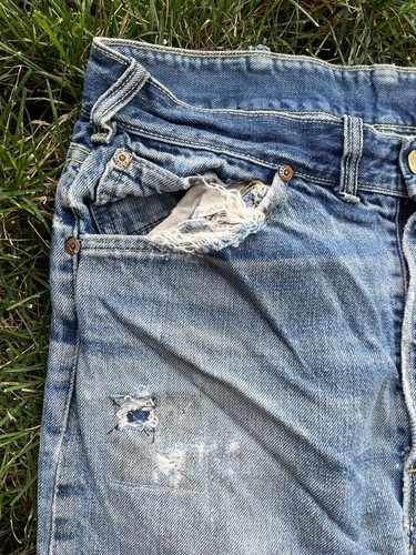 True Vintage 1960s Buckaroo Big Smith Sanfordized Jeans 32x29 DISTRESSED - Picture 2 of 7