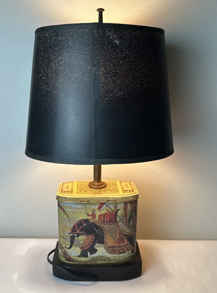 Indian Tin Tea Lamp Library Study Reading Room  Elephant Mid Century 17x7x3” - Image 2 of 4