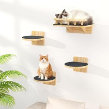 Cat Wall Shelves Wide Climber 3 Perch Steps Wall Mounted Wooden Furniture