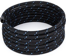 20 Feet -6AN AN6 3/8" Fuel Line Hose Braided Stainless Steel Oil Black  Blue