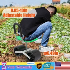 Height Adj. 360 Rotates Gardening Seats w/2 Rolling Wheels Stool Kneeling Pad US