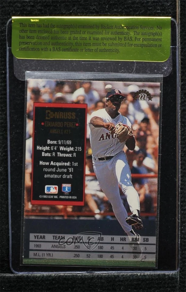 BAS 1994 Donruss Eduardo Perez #227 Authentic Auto - Image 2 of 2