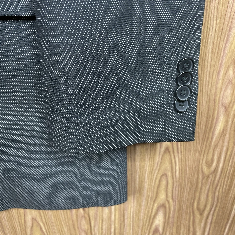 Abrigo deportivo Marc Anthony para hombre 44L gris oscuro lana seda doble ventilación dos botones Foto 3 de 4