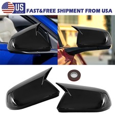 For 2015-2022 Ford Mustang Gloss Black M Horn Side Mirror Cover Caps Assemblies