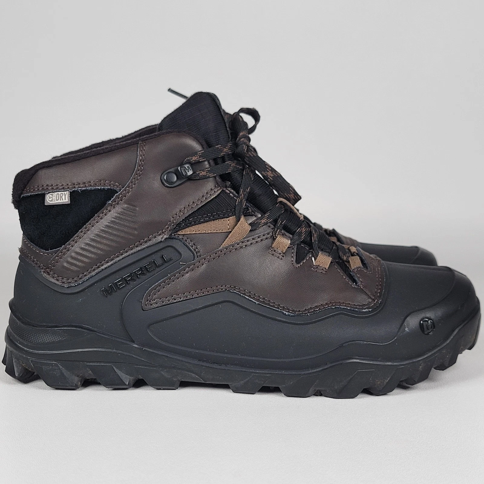 Merrell Overlook 6 Ice+ Waterproof Snow Boots Black/Brown Men's Size 9.5 M