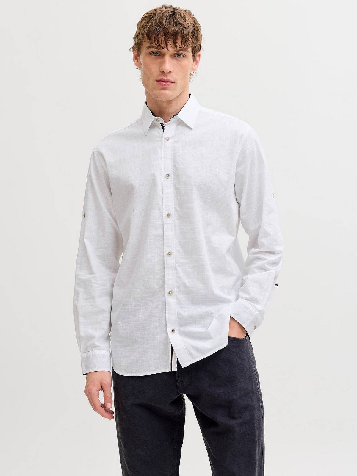 Jack - Jones Henry Slub Details Shirt Ls Wei - Gre XL Herrenbekleidung 8990₽
