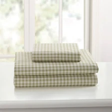 Laurel & Mayfair Twin Gingham Print Sheet Set Green