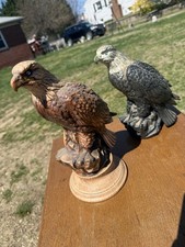 Eagle Bird Figurine Set - Collectible Brown and Gray Decorative Statues Pair