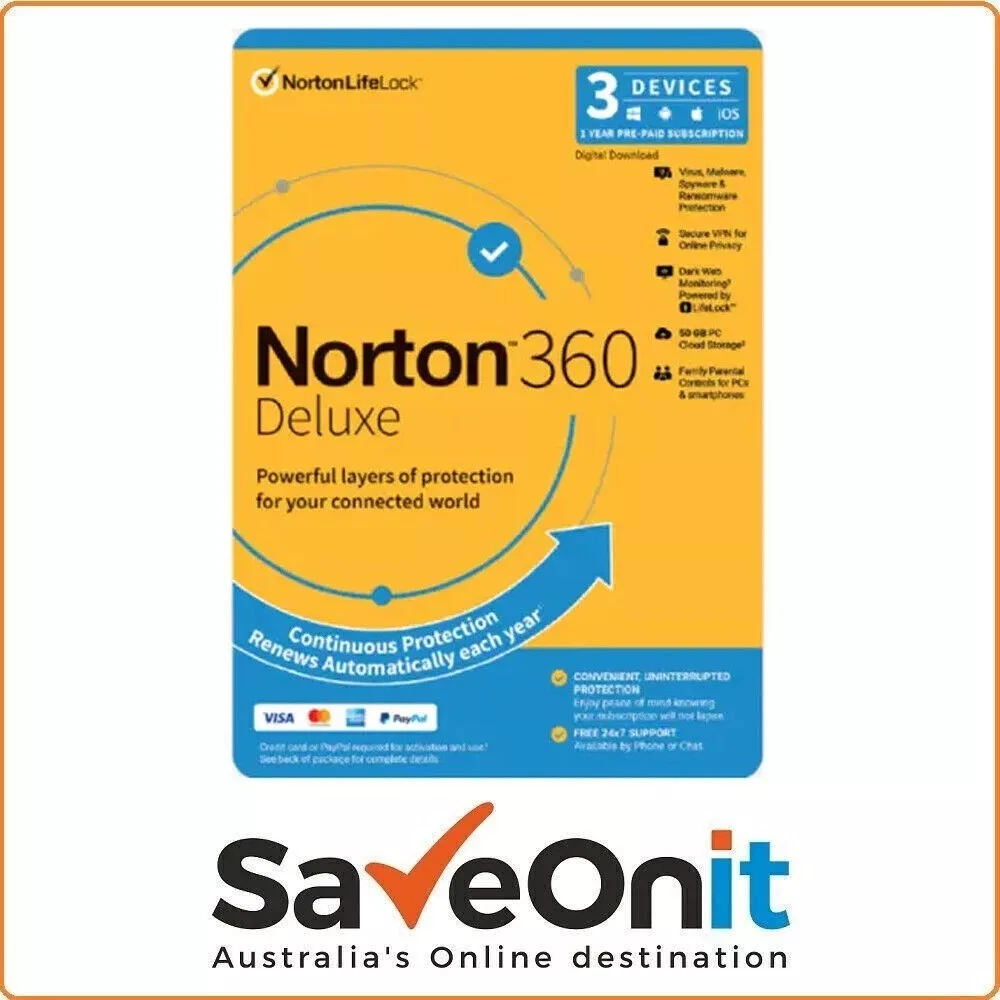 Norton 360 Deluxe 3 Devices / 5 Devices 1 Year Email Lic keys / retail box