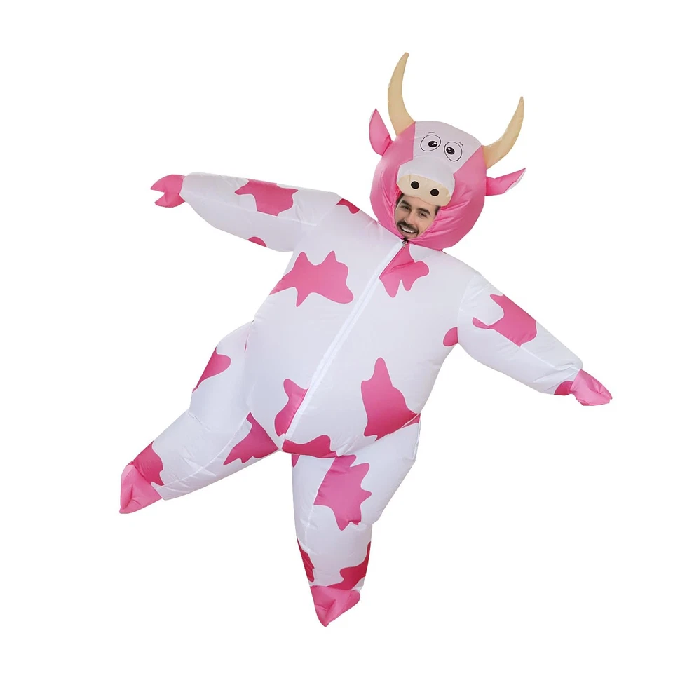 Надувной розовый костюм коровы для Хэллоуина и Рождества - смешной надувной наряд - Изображение 2 из 4