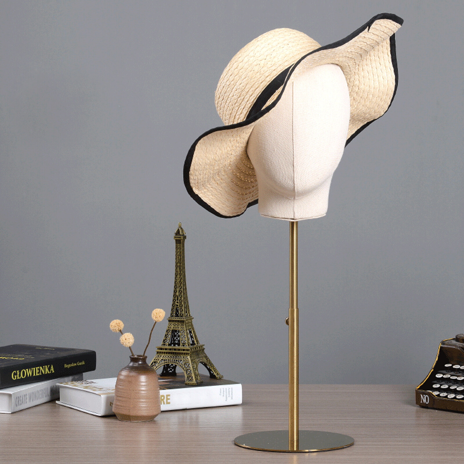 Hat Display Mannequin Head Hat Cap Hair Holder Rack Height Adjustable  45-65cm