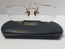 Antique AMERICAN OPTICAL AO 1/10 12k GF FUL VUE BIFOCAL WIRE RIM GLASSES w CASE