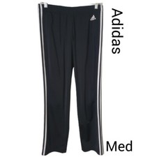 Adidas Womens Joggers M Black 3-Stripe Workout Athletic Training Pants Sporty
