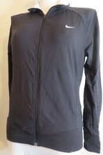 NIKE Women's Front Full Zip Size Medium Black White NIKE FIT DRY Thumb Loops