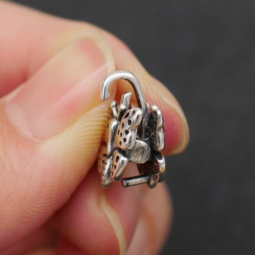 Dije de mariposa de plata esterlina cierre colgante conector potenciador de fianzas a presión A5263 - Imagen 9 de 12