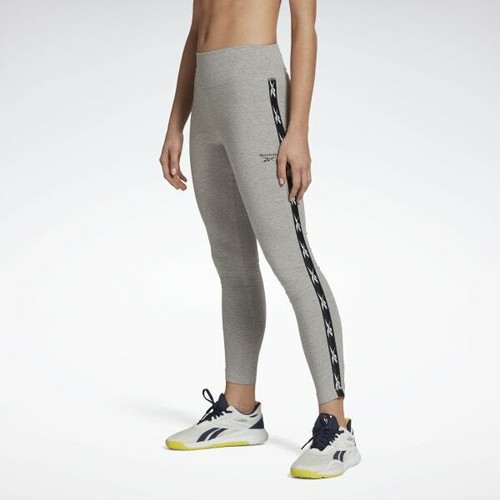 REEBOK VECTOR TAPE LEGGINGS Grey Cotton  - Picture 1 of 3