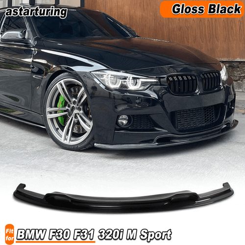 For BMW 3 Series F30 318i 320i MTech Bumper 12-18 Gloss Black Front Lip Spoiler  - Bild 1 von 9
