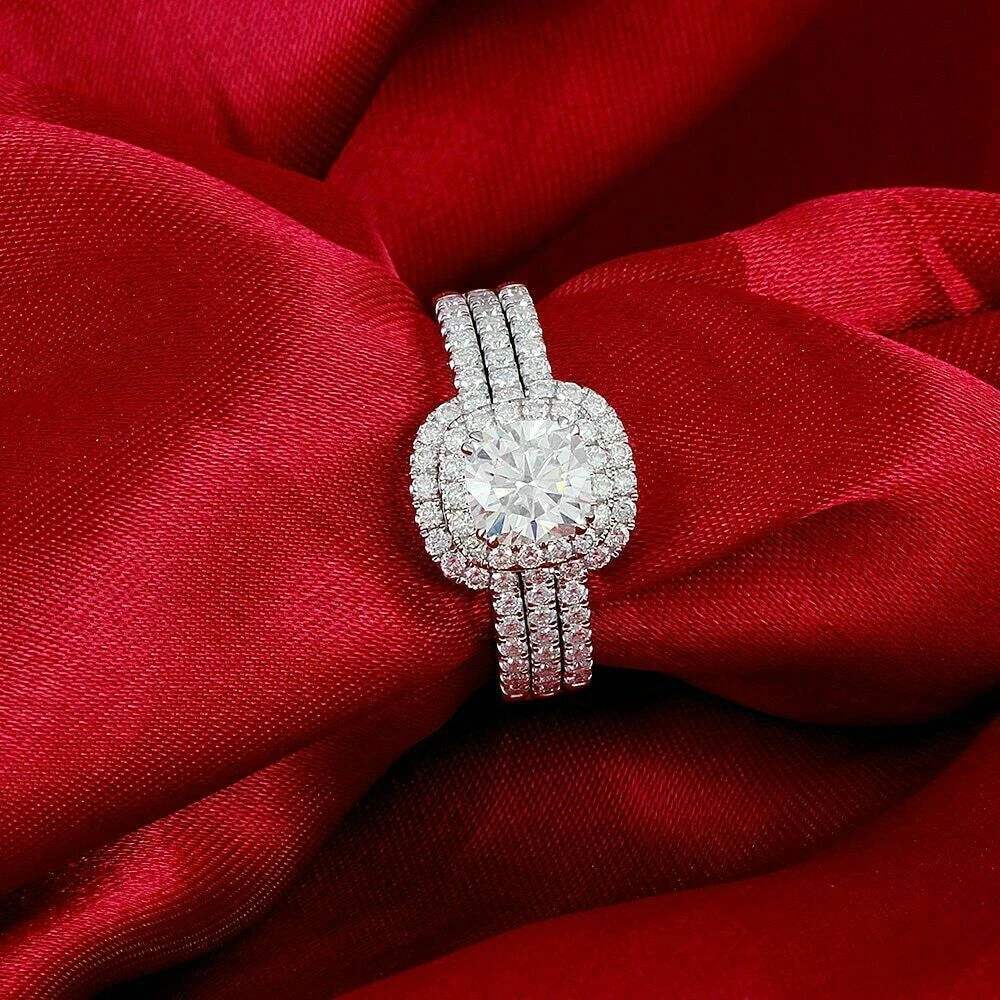 2.80Ct Simulated Diamond Interchangeable Ring Set 14k White Gold
