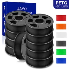 JAYO 10KG PETG 3D Printer Filament 1.75mm High Stability Clog-Free 1.1KG Spool