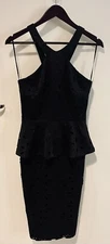 Trina Turk Dynamix Black Cut Out Dress Floral cuts Size 10 UK US 6)