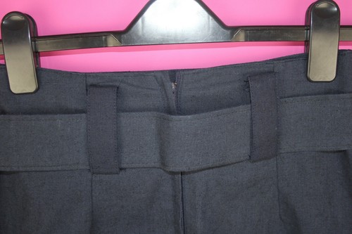 VINTAGE 80s 90s Navy Blue Linen Button Belt Mini Split High Waist Skirt 10 S - Picture 8 of 8