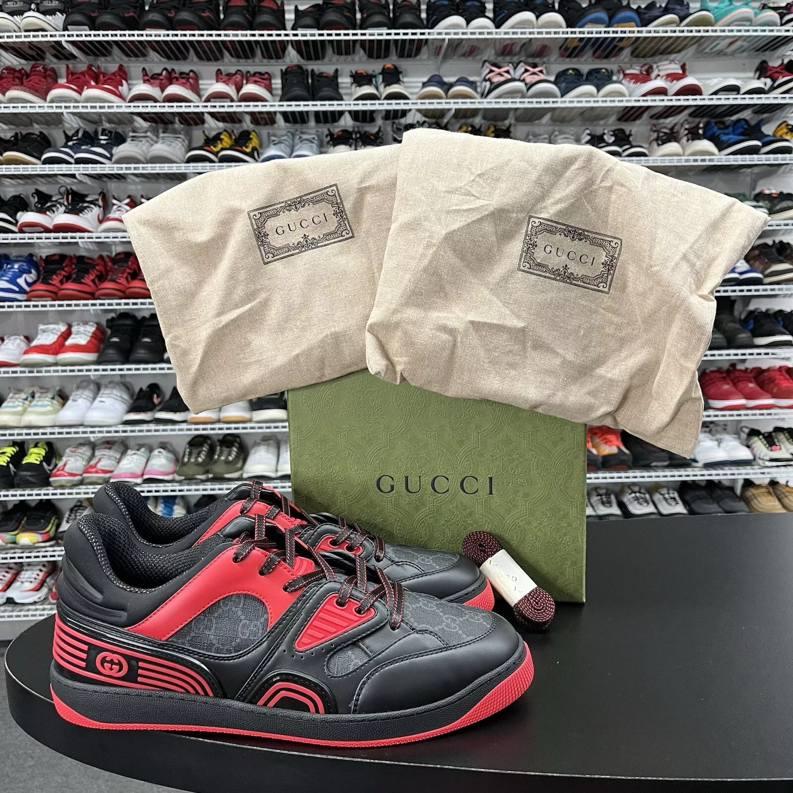 Gucci Basket Noir Rouge 724004fAA1U1158 Homme Taille US 11,5 Neuf avec étiquette