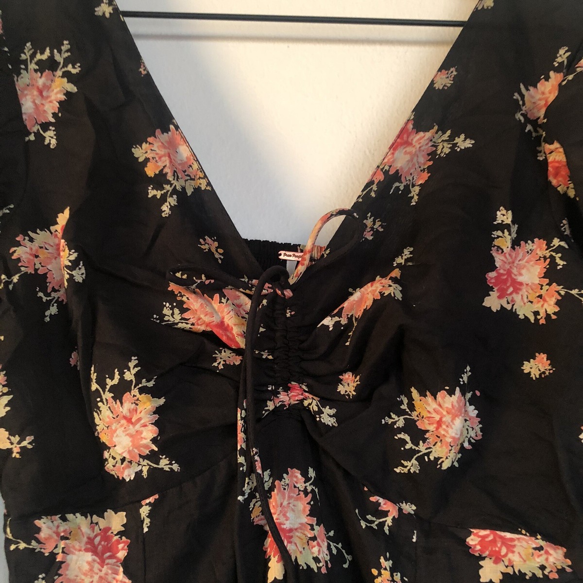 Free People Sea Glass Midi Dress Black Combo Floral Boho Hippie 2 NWT $168  | eBay