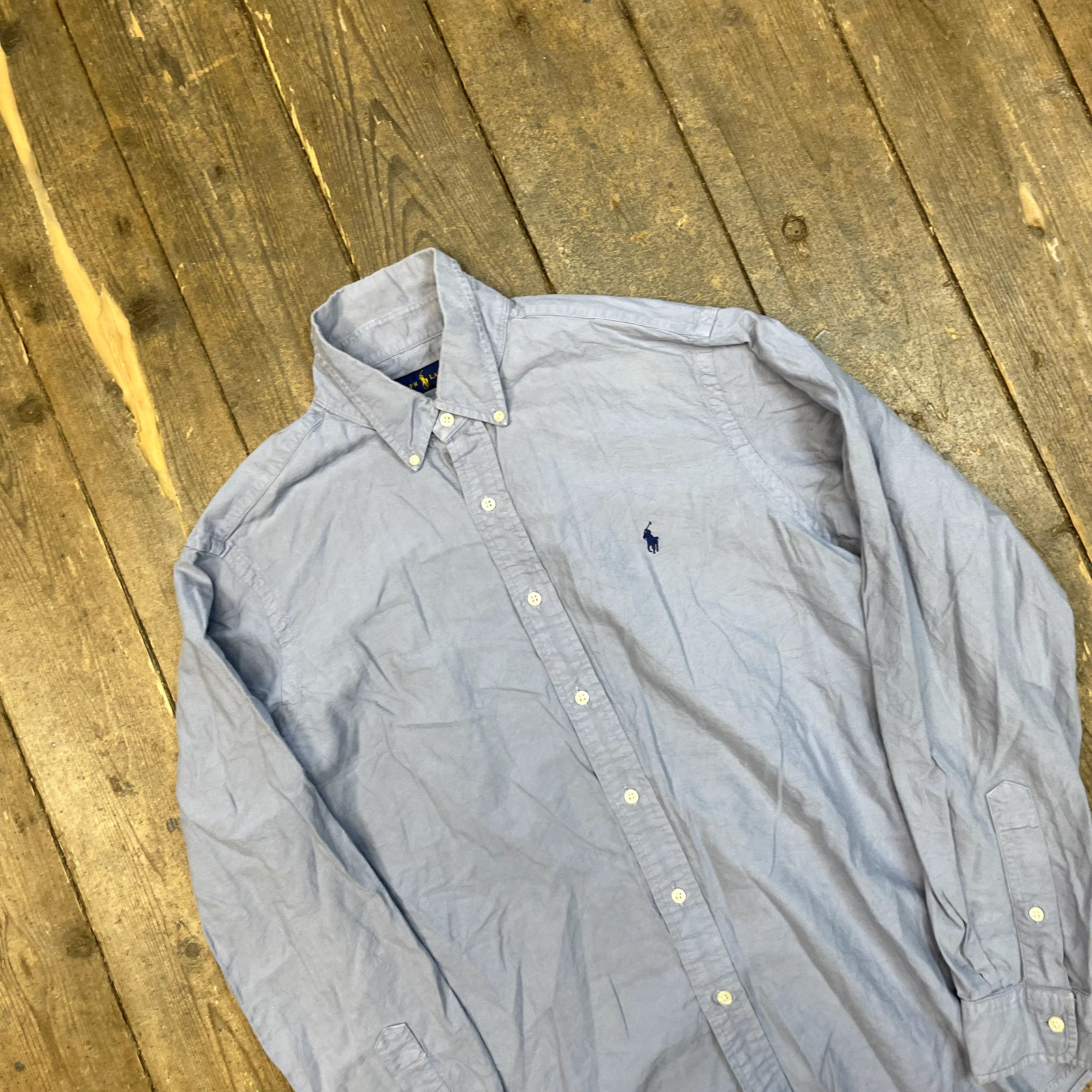 Ralph Lauren Shirt Vintage Small Pony Button Up Top, Blue, Mens Large image 3