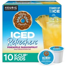 Original Donut Shop Iced Refreshers Pineapple Passionfruit Keurig Bevera 10 KCup