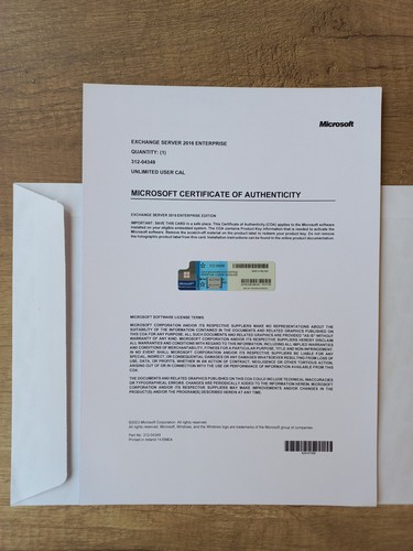 Microsoft Exchange Server 2016 Enterprise Retail Unlimited CAL CoA Authentic - Picture 12 of 14