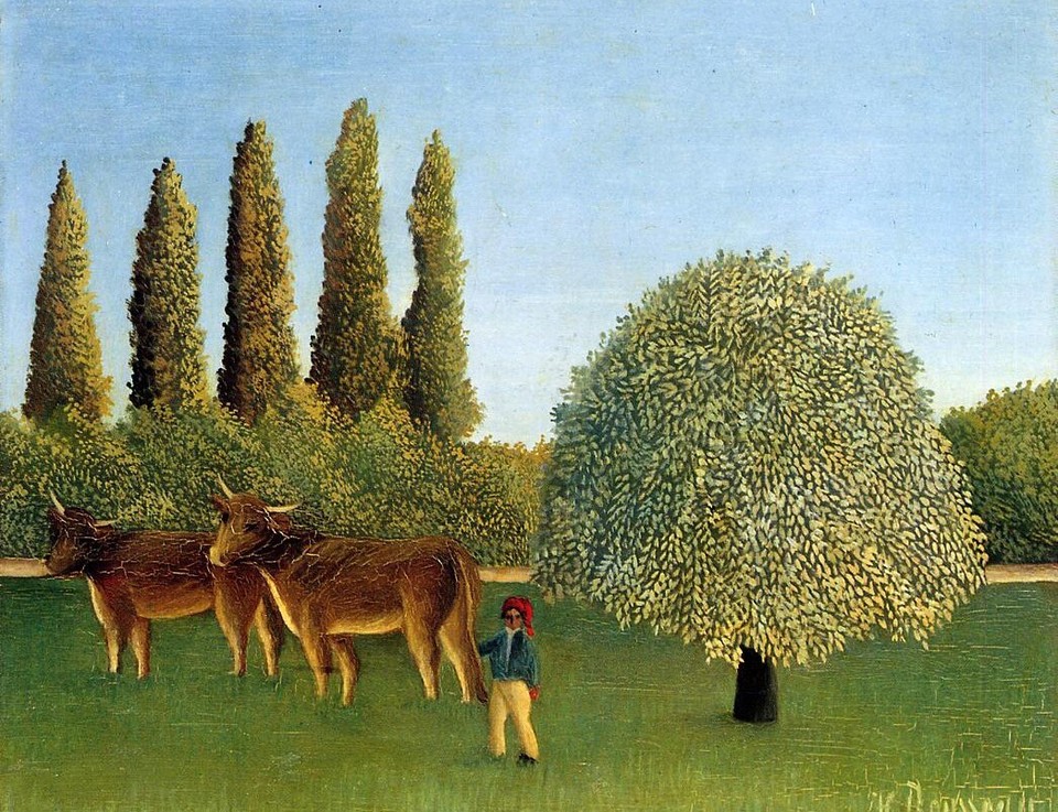 Art Oil painting Meadowland-1910-Henri-Rousseau-Oil-Painting cow ...
