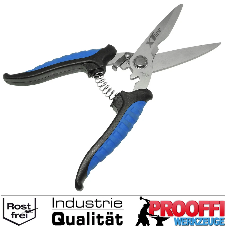Universal Edelstahl Schere Alles Schneider Für Leder Kabel Pappe Blech 180mm XT - Bild 3 von 4