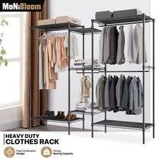 Heavy Duty Clothe Storage Rack Home Garment Closet Organizer Shelf w/Hanging Rod