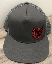 OTTO CAP 154-1124 Mesh Back Trucker SnapBack Hat Gray w/Red 602 Firebird Symbol