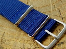 NOS Vintage 20mm Watch Band Nylon Strap w Silver Tone Buckle Long Unused Mens