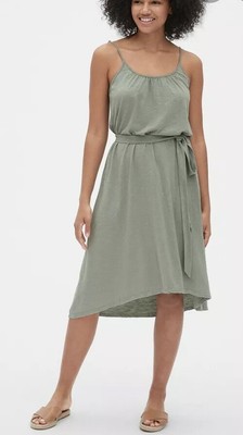 green cami midi dress