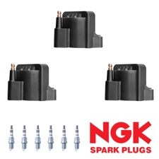 3 Ignition Coils & 6 NGK Iridium Spark Plugs for 1992-1995 Isuzu Trooper 3.2L V6