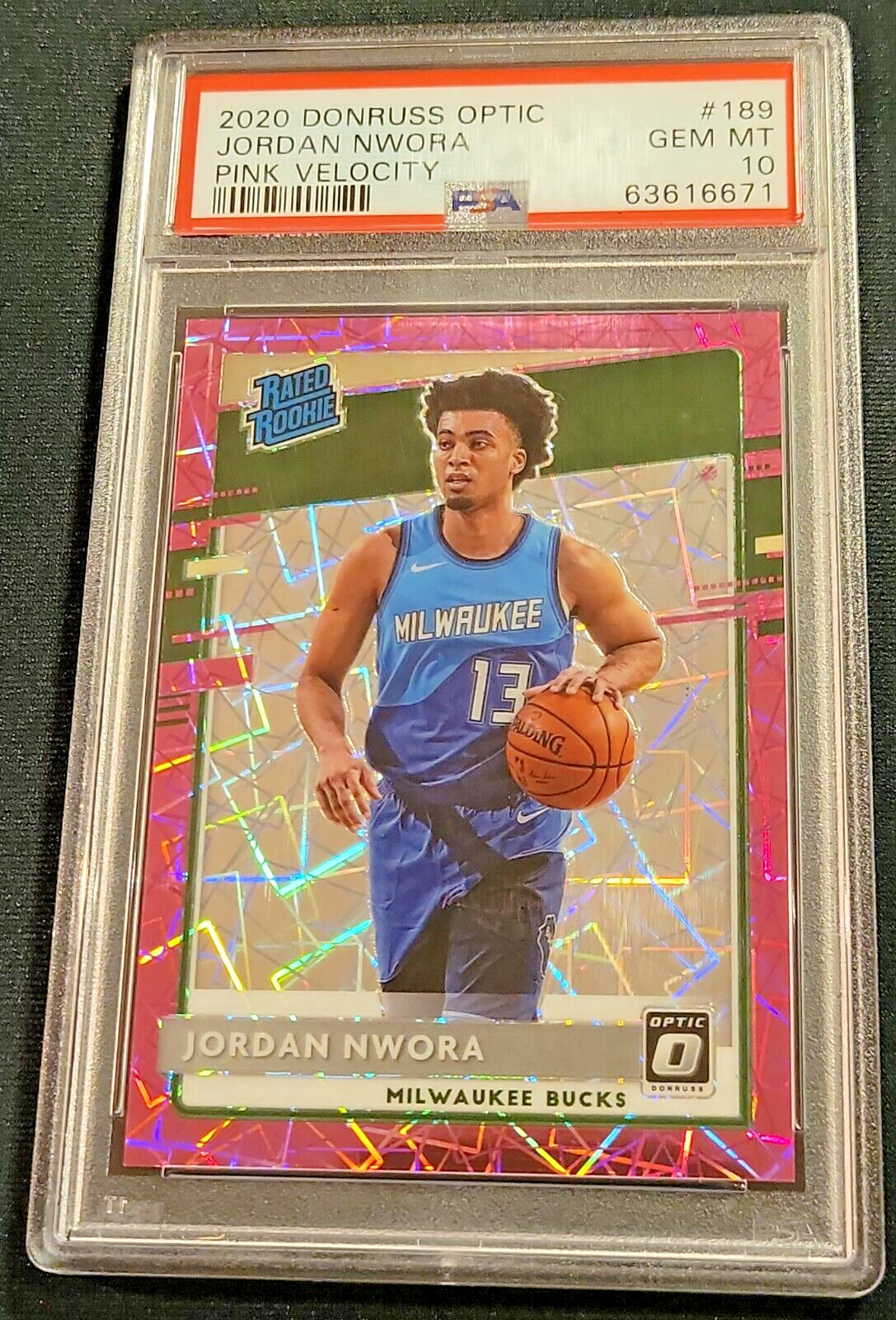 2020 Donruss Optic Jordan Nwora Pink Velocity /79 PSA 10 🔥 Milwaukee Bucks SSP