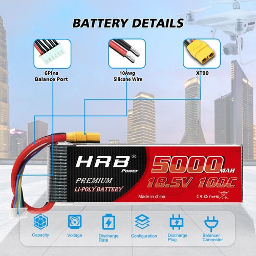 HRB 5000mAh 5S 18.5V 100C XT90 LiPo Battery for RC Truck Car Drone FPV UAV - Picture 3 of 6