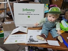 VTG 1999 John Deere Danbury Mint "Johnny" 14" Farm Boy Porcelain Doll VGC