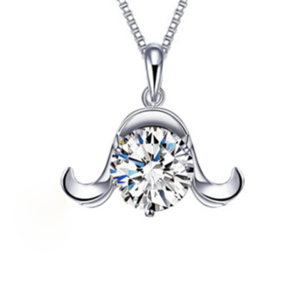 Ω Sternzeichen Widder Anhänger Kette versilbert mit Zirkonia