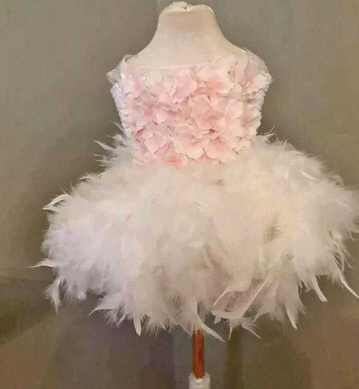 1st Birthday Outfit Baby Girls Feather Dress For Cake Smash