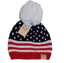 Kids Beanie Hat Size M-L American Cable Knit Hat Warm Winter Hat Unisex Pom New