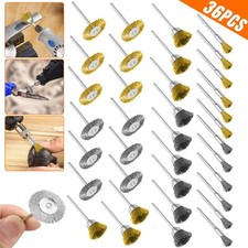 36pcs Brass Wire Wheel Cup Pen Brush Mix Set For Dremel Rotary Tool Die Grinder