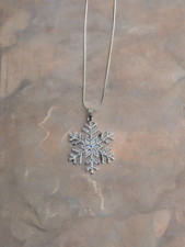 Glitter Snowflake Pendant on a Silver chain Necklace