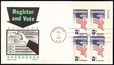 US 1964 Register and Vote (1249) . Ken Boll Cachet . FDC